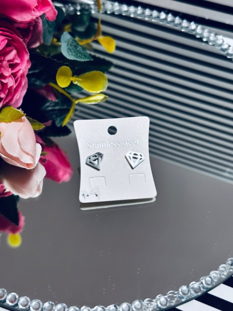 KOLCZYKI DIAMENTY SREBRNE