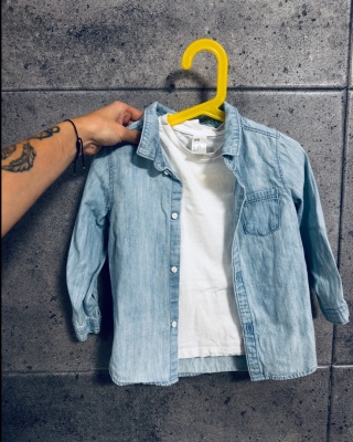 KOMPLET H&M KOSZULA JEANSOWA + BLUZKA