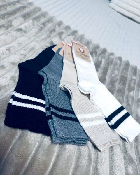 SKARPETY Z PASKAMI BIAŁE 35/38