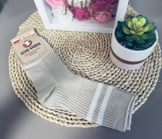 SKARPETY Z PASKAMI BEŻOWE 39/41