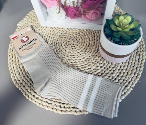 SKARPETY Z PASKAMI BEŻOWE 39/41