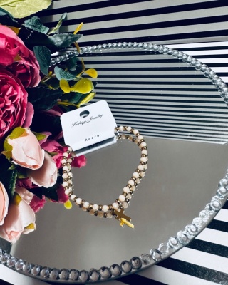 BRANSOLETKA KORALIKI KRZYŻ