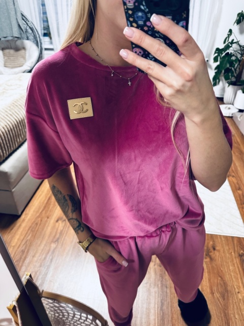 KOMPLET DRESOWY WELUR CC RÓŻ