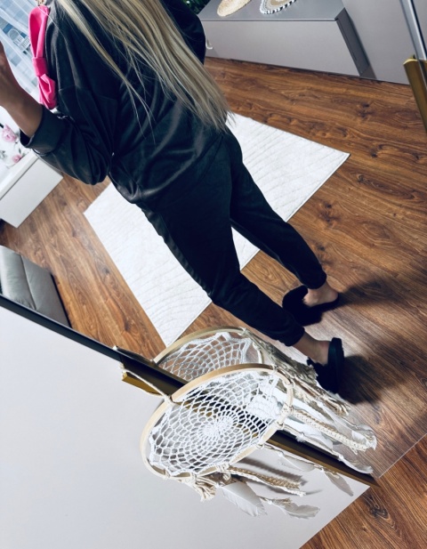 KOMPLET DRESOWY WELUR KOKARDA BRĄZ