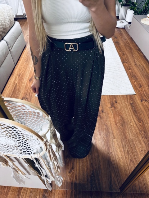 SPODNIE DZWONY CZEKOLADA/CYRKONIE