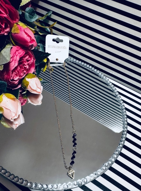 NASZYJNIK DIAMENT Z KORALIKAMI ZŁOTY