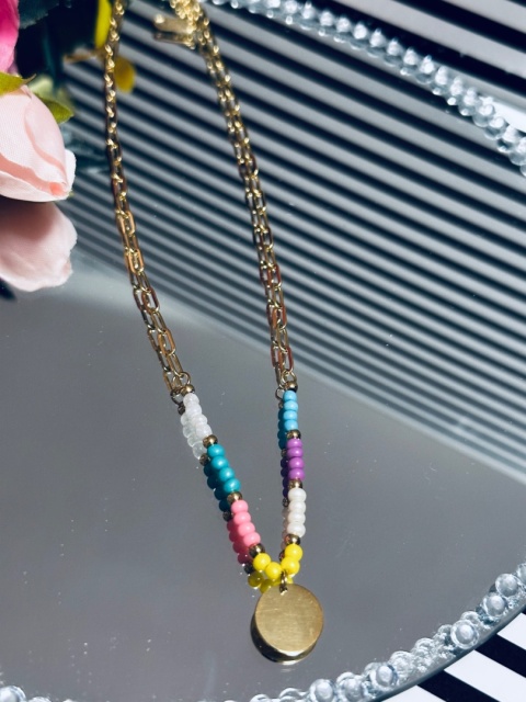 NASZYJNIK KORALIKI+MONETKA