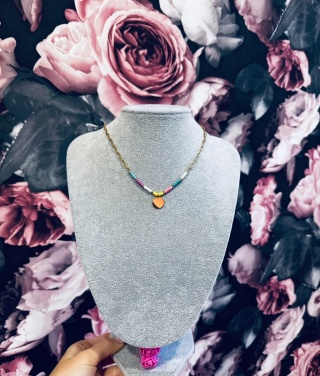 NASZYJNIK KORALIKI+MONETKA