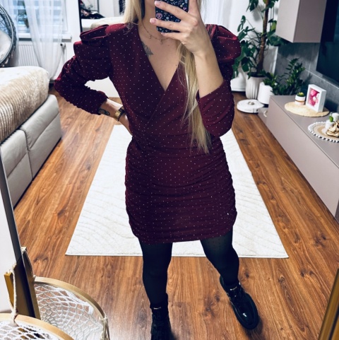 SUKIENKA BURGUND CYRKONIE