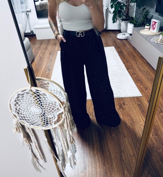 SPODNIE DZWONY CZARNE/CYRKONIE