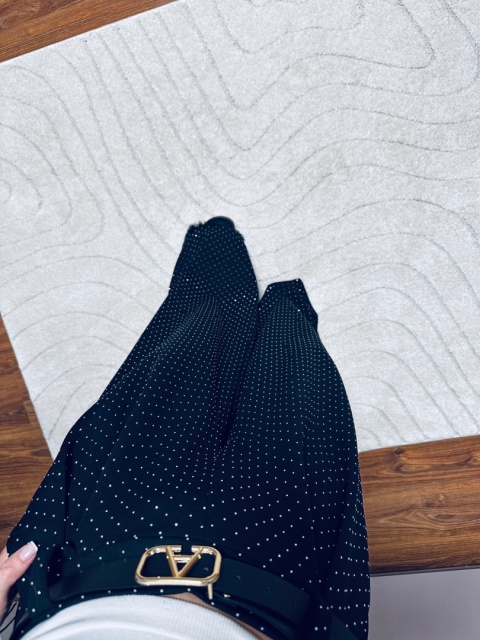 SPODNIE DZWONY CZARNE/CYRKONIE