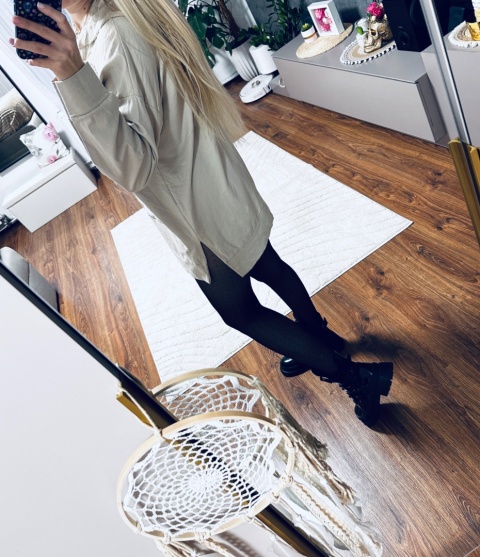 BLUZA DŁUGA BEŻ KWIATY