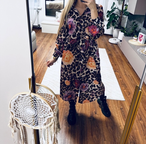 SUKIENKA MIDI PANTERA/KWIATY