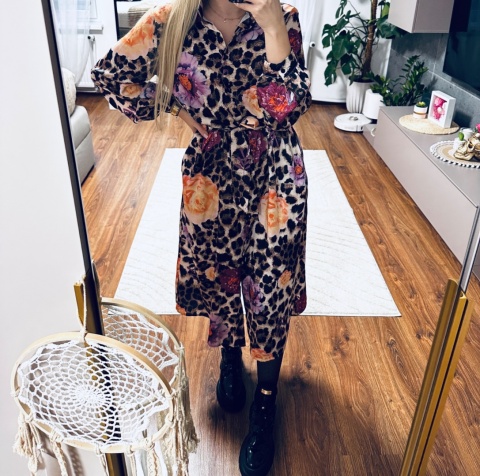 SUKIENKA MIDI PANTERA/KWIATY