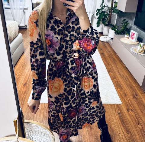 SUKIENKA MIDI PANTERA/KWIATY
