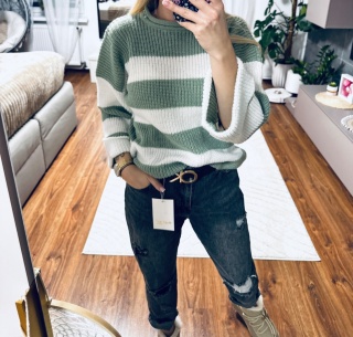 SWETER W PASY OLIWKA