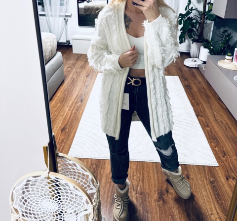 KARDIGAN FRĘDZLE ECRU