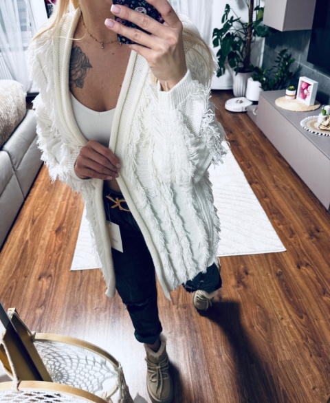 KARDIGAN FRĘDZLE ECRU