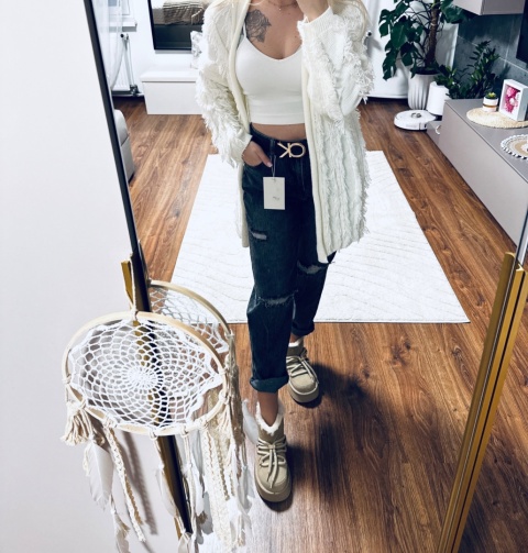 KARDIGAN FRĘDZLE ECRU