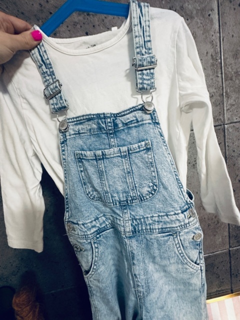 KOMPLET OGRODNICZKI+BLUZKA H&M 122