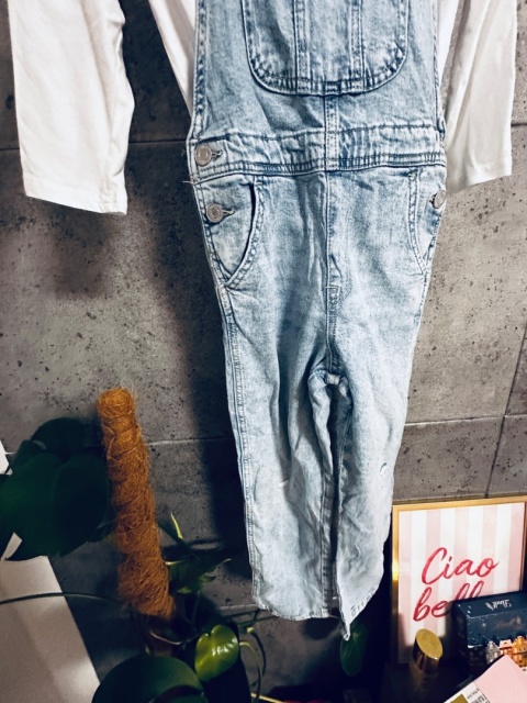 KOMPLET OGRODNICZKI+BLUZKA H&M 122