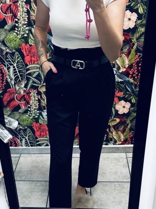 SPODNIE + PASEK H&M S