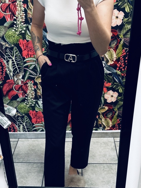 SPODNIE + PASEK H&M S