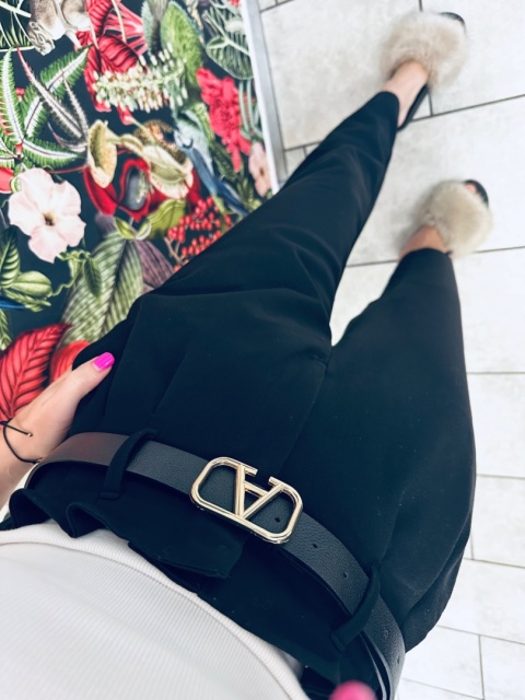 SPODNIE + PASEK H&M S