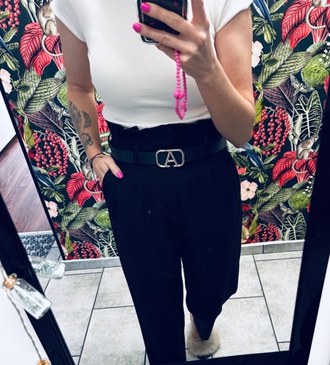 SPODNIE + PASEK H&M S